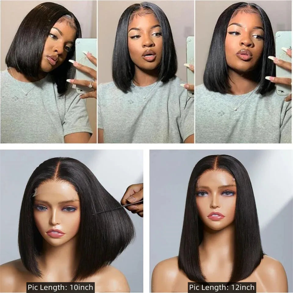 Ali Pearl Straight Bob Lace Front Closure Wig Human Hair Brazilian 5x5 Short Bob Human Hair Wigs Pre-Plucked Lace Wig For Women