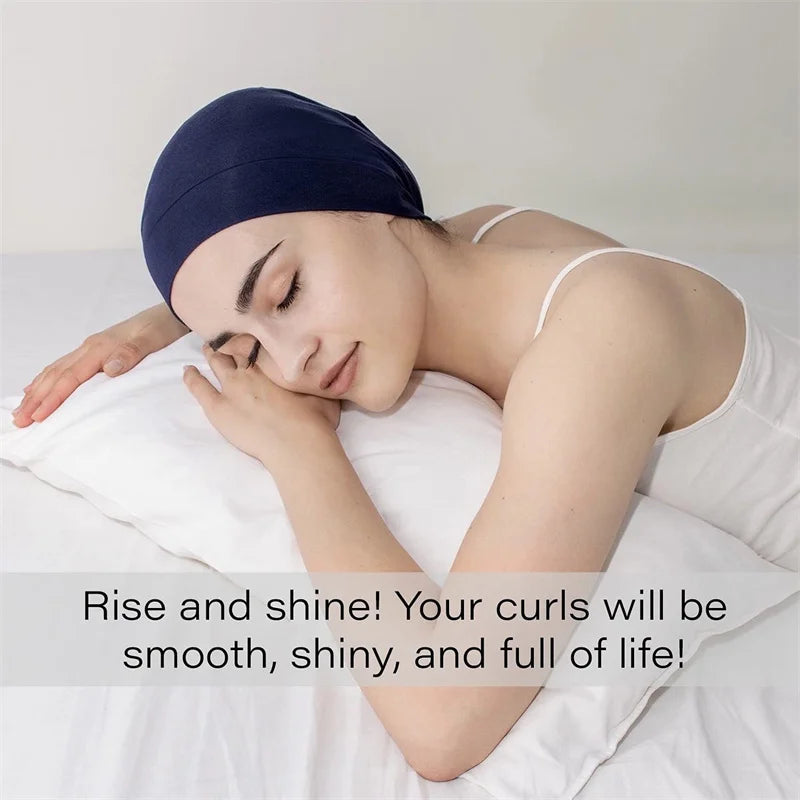 Soft Stretch Satin Bonnet Fashion Lined Sleeping Beanie Hat Bamboo Headwear Frizzy Natural Hair Nurse Cap for Women and Men