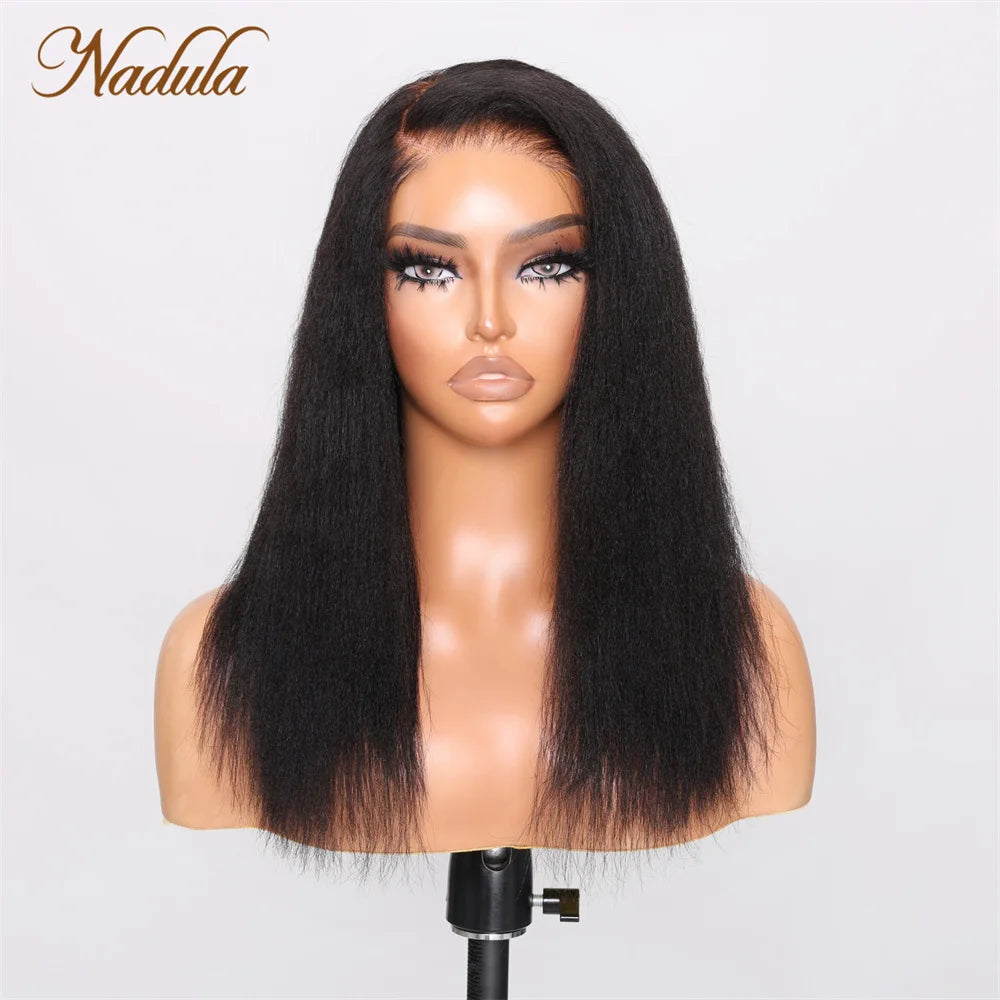 Nadula Wear Go 6x4.5 Pre Cut Lace Closure Wig Glueless Black Yaki Straight Air Wig Pre Plucked With Babyhair Pre Bleach Knots