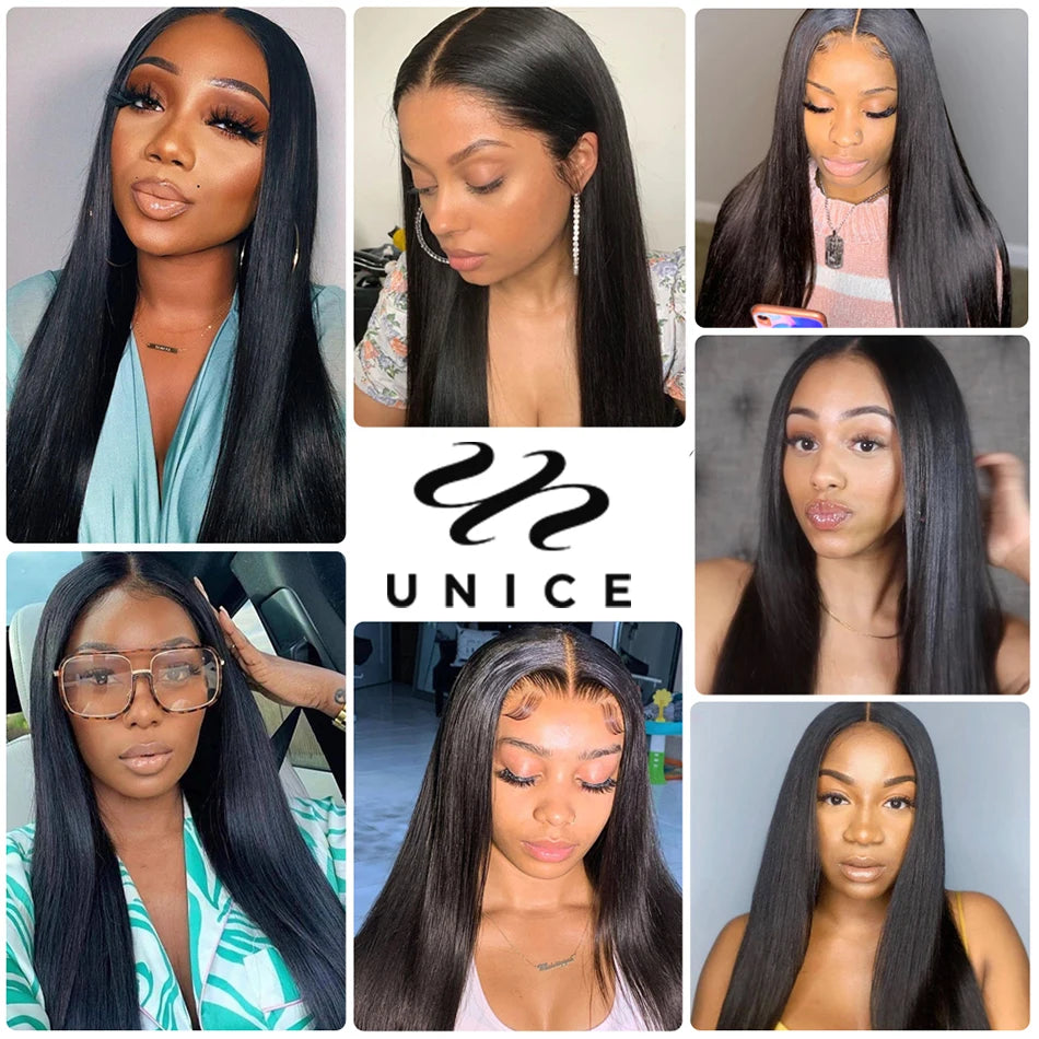 UNice Hair Bone Straight Hair 5x5 HD Lace Closure Wig 13x4 Lace Front Wigs Human Hair Preplucked Bleached Knots Wigs for Women