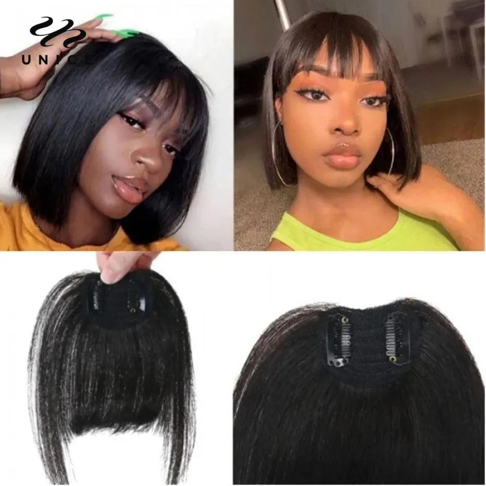 UNice Clip In Bangs Straight Extensions Human Hair