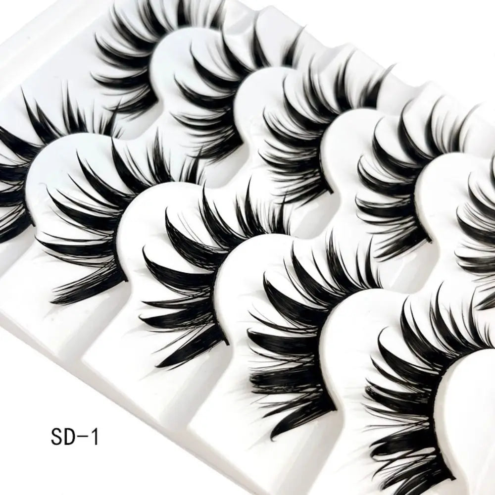 5Pairs Eyelashes Cos Dance Performance Eyelash Handmade Cross Eyelash Female Japanese Thai 3D Natural Manga Lashes Extension