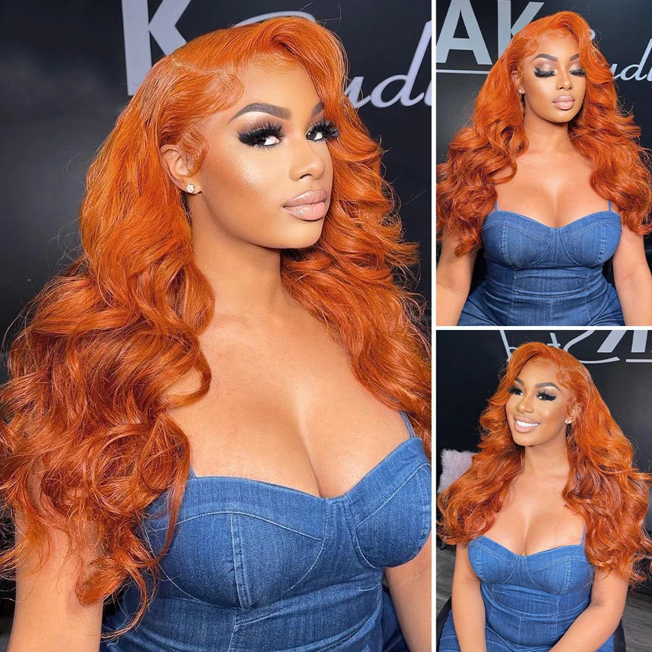 Body Wave Ginger Orange 13x6 HD Lace Front Wigs Colored Preplucked Wig 13x4 Lace Frontal Wigs Glueless Human Hair Ginger Wigs