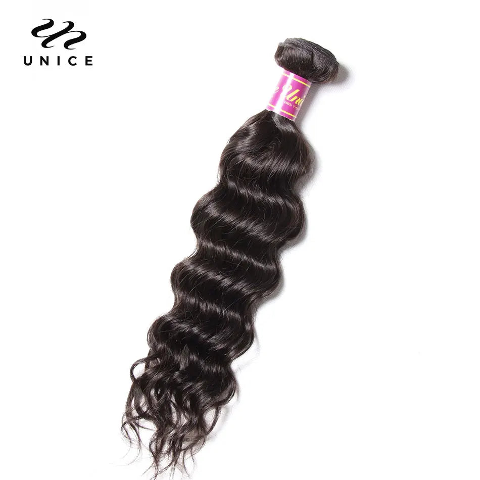 Unice Hair 3 Bundles Indian Hair Natural Wave 100% Human Hair Weaving Natural Color Remy Hair Bundles 8-26inch Free Shipping