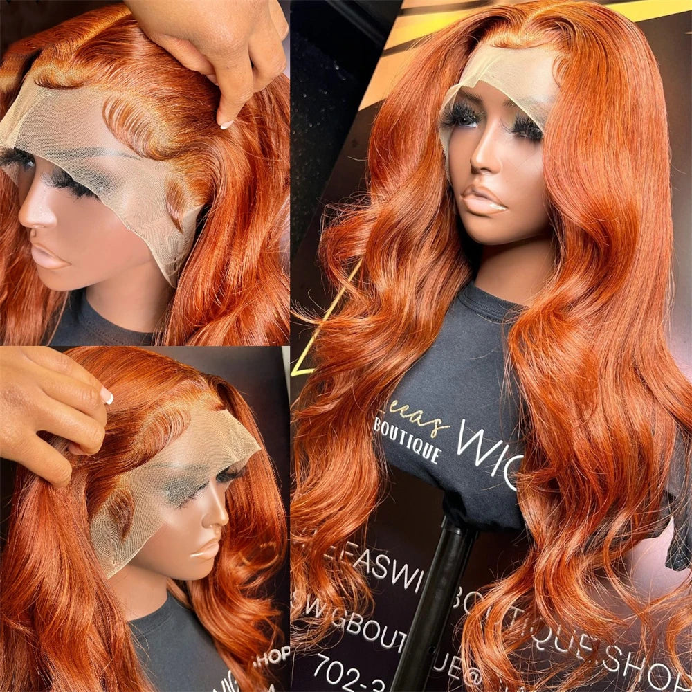 Body Wave Ginger Orange 13x6 HD Lace Front Wigs Colored Preplucked Wig 13x4 Lace Frontal Wigs Glueless Human Hair Ginger Wigs