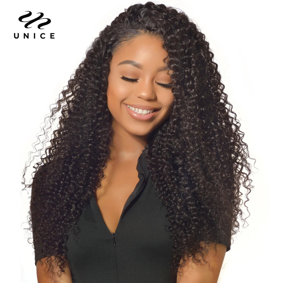 UNice Hair Icenu Series Remy Hair Indian Curly Hair 3 Bundles 100% Human Hair Extension Natural Color Hair Weaves 8-26"