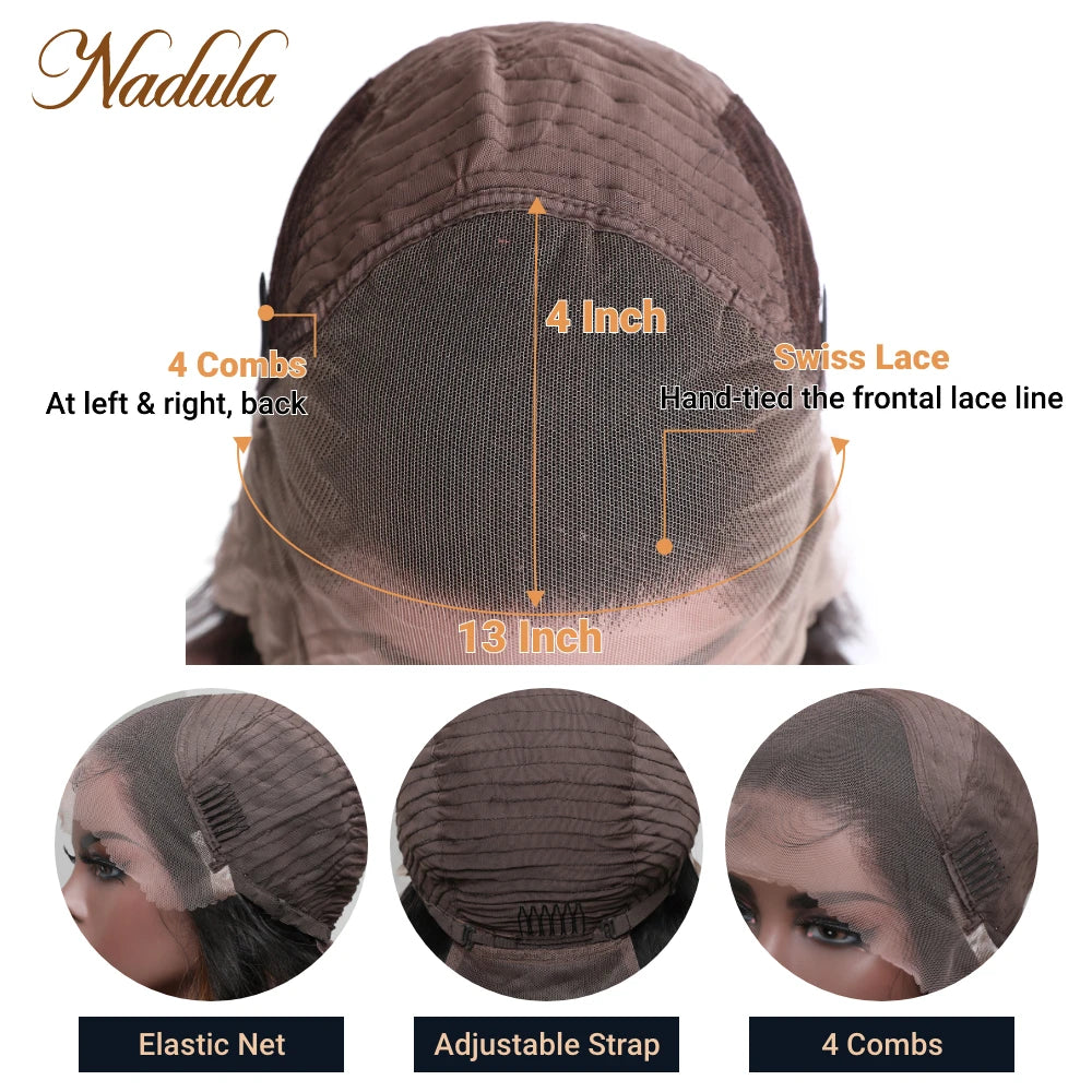 Nadula Hair Face Framing loose Wave Lace Front Human Hair Wig 13x4 Brunette with Blonde Highlight Lace Wig Money Piece Wig