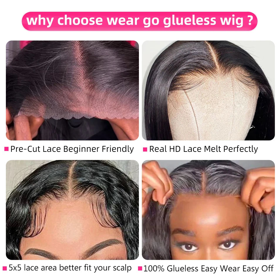 Tuneful Glueless Wigs Human Hair Ready To Wear 5x5 HD Transparent Lace Closure Deep Wave Glueless Human Hair Wigs Wear And Go