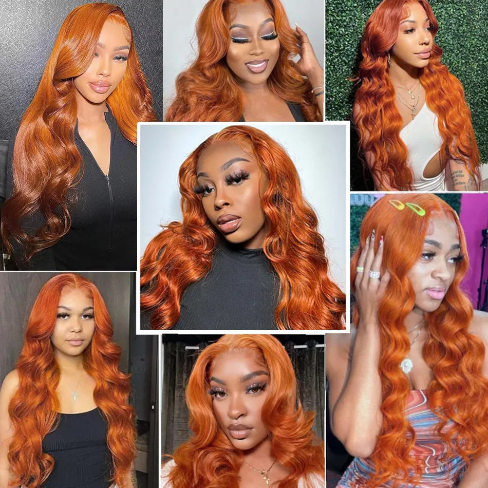 Body Wave Ginger Orange 13x6 HD Lace Front Wigs Colored Preplucked Wig 13x4 Lace Frontal Wigs Glueless Human Hair Ginger Wigs