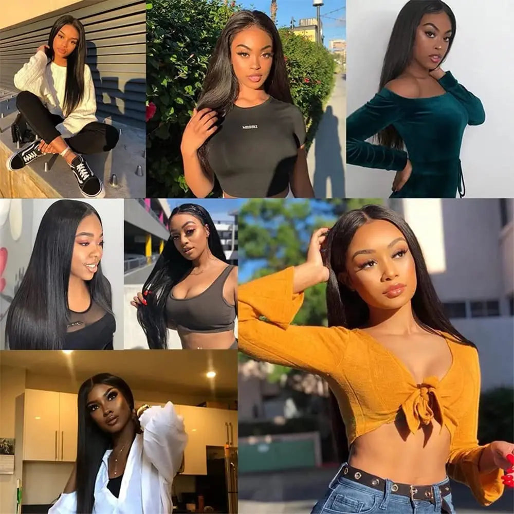 Human Hair Bundles Straight Hair Weave 1 3 4 Bundles Deals Unprocessed Peruvian Virgin Hair Natural Black 1B Can Be Dyed