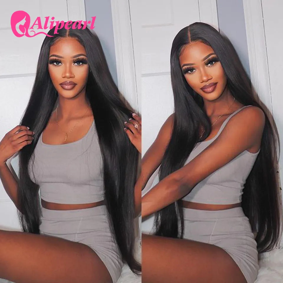 AliPearl Hair Real HD Lace Front Closure Wig Human Hair Wigs Brazilian Straight 5x5 Lace Human Hair Wig Pre-Plucked For Women