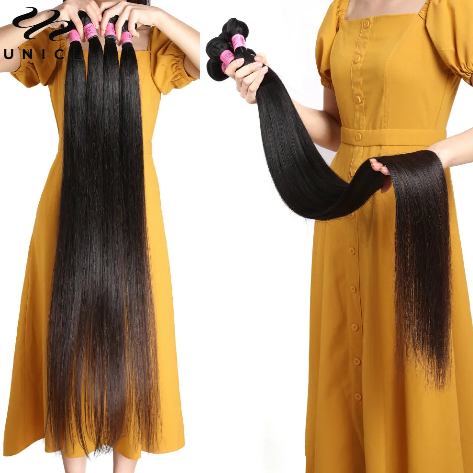 UNICE HAIR Malaysian Straight Hair Extension 40 Inch Natural Color Human Hair Bundles 100% Remy Hair Weave 1 3 4 5 Pieces