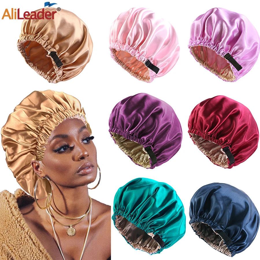 Satin Bonnet Silk Sleep Cap 1Pcs Silk Bonnets For Curly Hair, Reversible Hair Bonnet For Sleeping, Adjustable Bonnets For Women