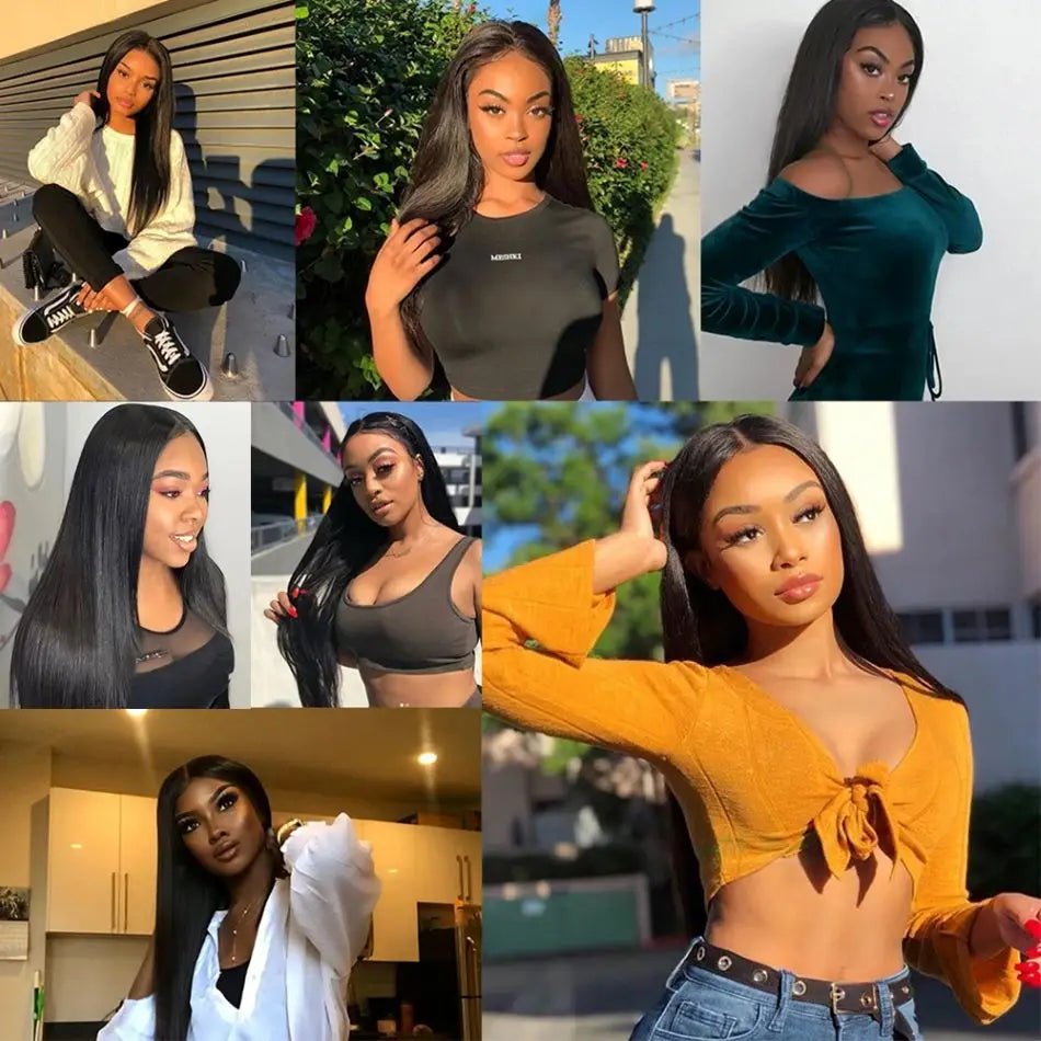 Human Hair Bundles Straight Hair Weave 1 3 4 Bundles Deals Unprocessed Peruvian Virgin Hair Natural Black 1B Can Be Dyed