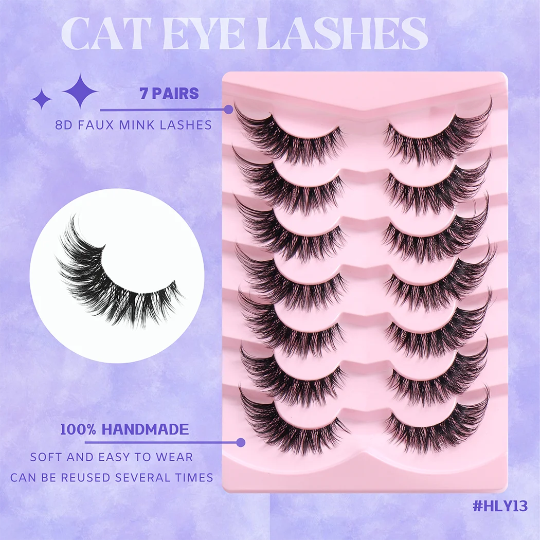 Fox Eye Eyelashes Cat Eye Lashes Winged End Eye Elongated Eyelashes Fluffy Soft Natural Long Faux Mink Fake Lashes Faux Cils