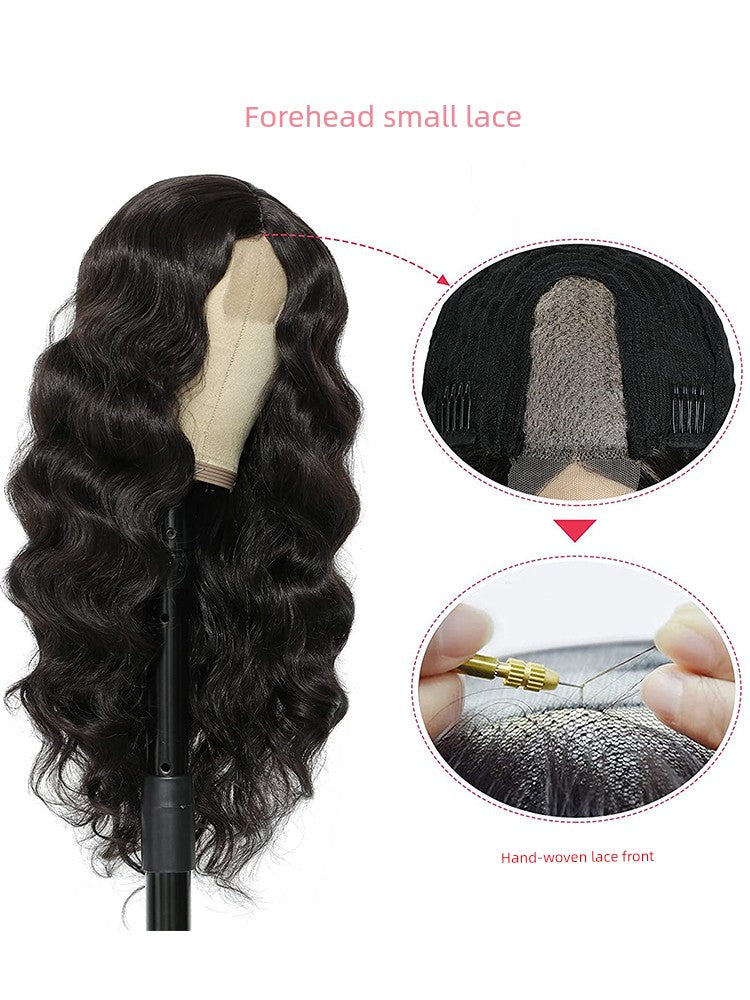 Forehead Lace Wig Women's American Style Hairstyle Full-Head Wig Black Hand-Woven Mid-Length Long Hair Big Wave Wig