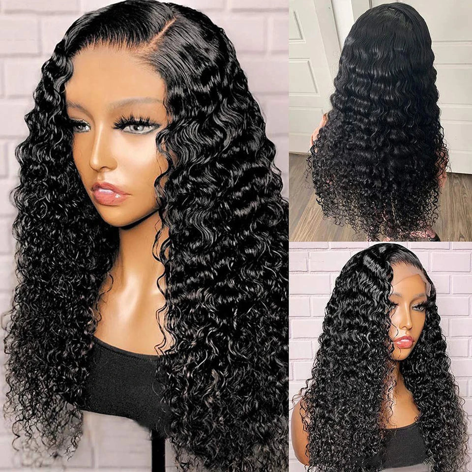 Blackmoon Deep Wave Lace Front Wigs Indian Human Hair Pre Plucked 13X4 Transparent Lace Frontal Wigs for Women Natural Hairline