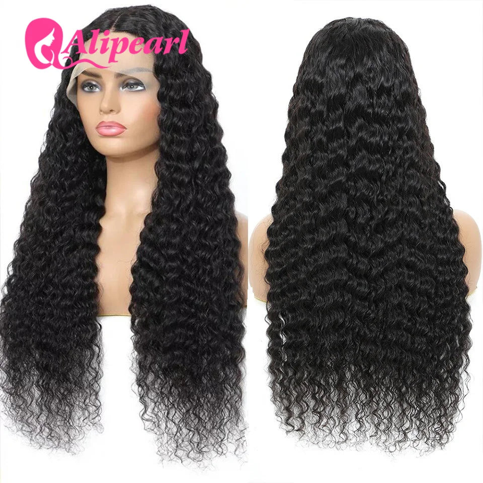 Deep Wave HD Transparent Lace Front Human Hair Wigs Peruvian 13x4 Lace Wig PrePlucked HD 5x5 Closure Wig AliPearl 180% Density