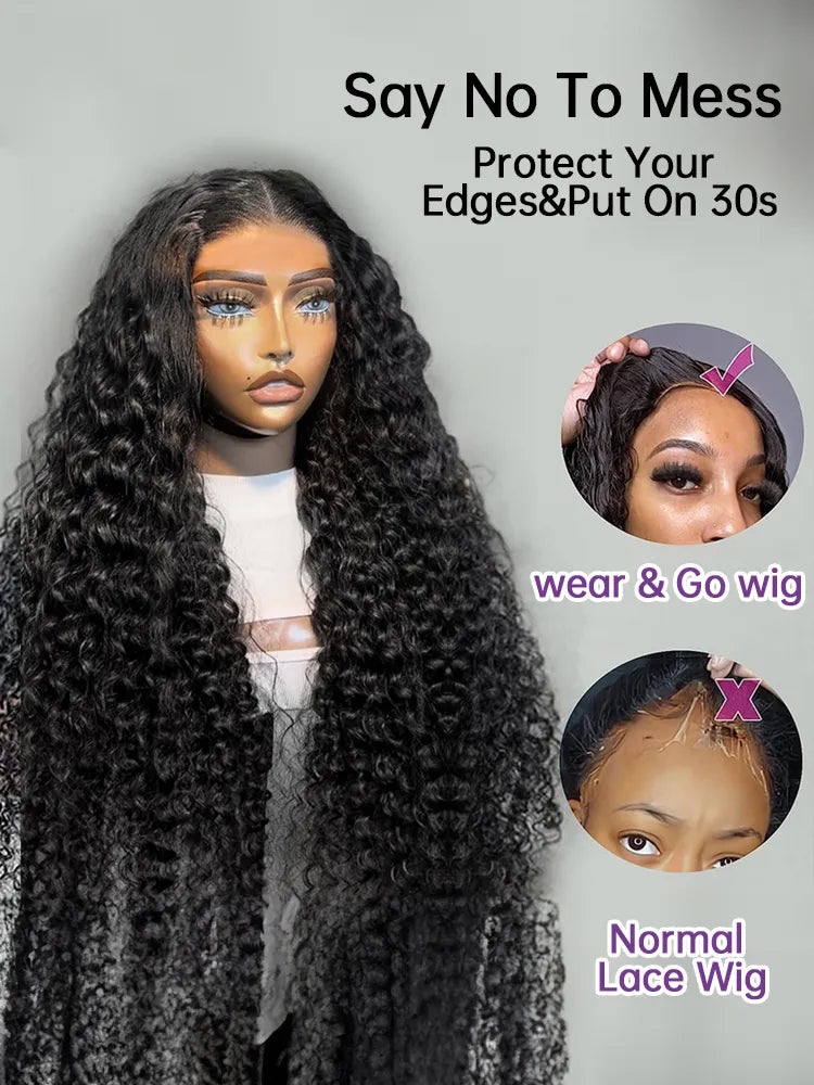 4X4 Glueless Wig Human Hair Ready To Wear Preplucked Deep Wave Frontal Wig 13x6 HD Lace Curly Lace Front Human Hair Wigs On Sale