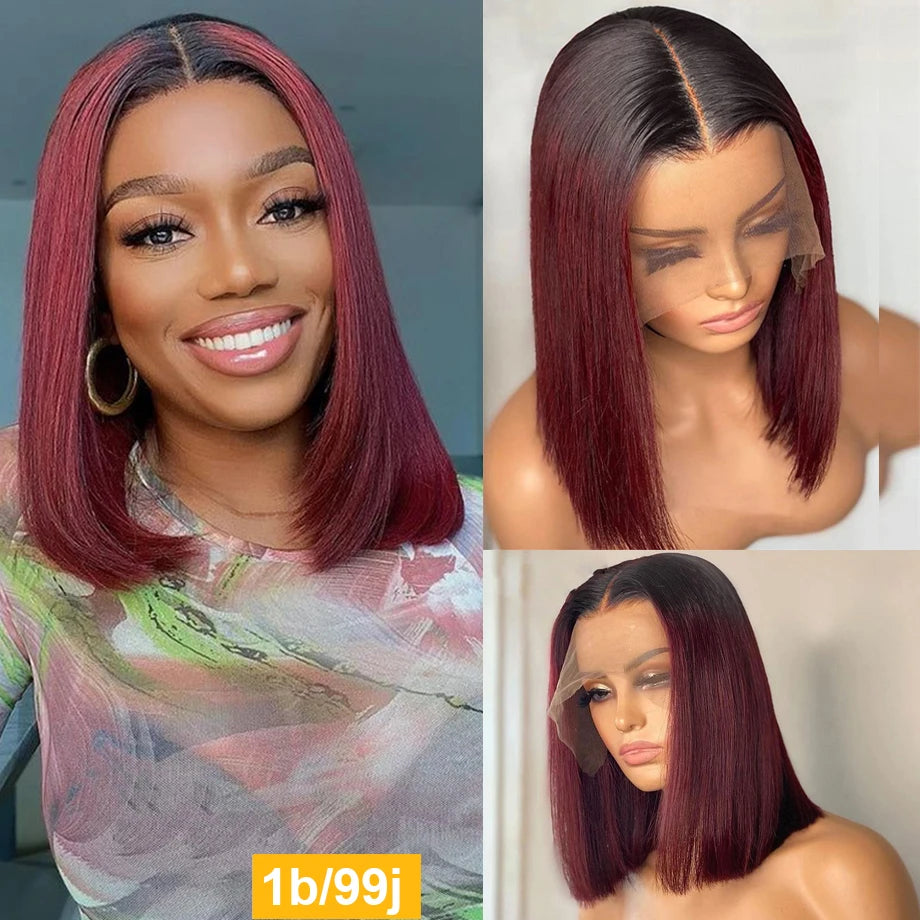 Bone Straight Bob Wig HD Transparent Lace Front Wig Short Bob Lace Frontal Human Hair Wigs For Women Highlight Human Hair Wig