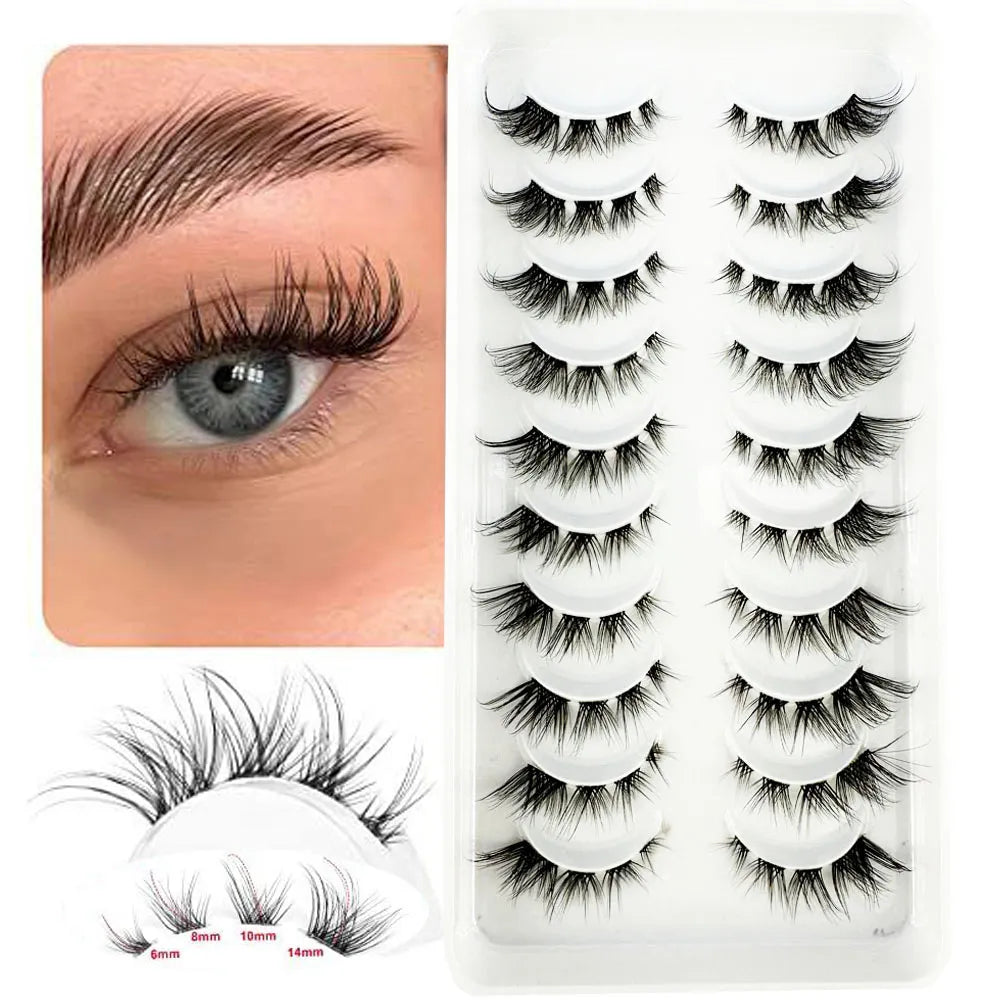 Segmented Lashes Manga Lashes 3D Clear Band Lashes Natural Look Wispy Mink Eyelashes Fluffy Cat Eye Lashes individual Eyelashes