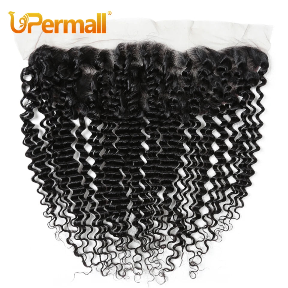 Upermall Deep Wave HD Transparent 13x4 Lace Frontal & Swiss 4×4 Closure Brazilian Remy Human Hair Pre Plucked Can Be Bleached