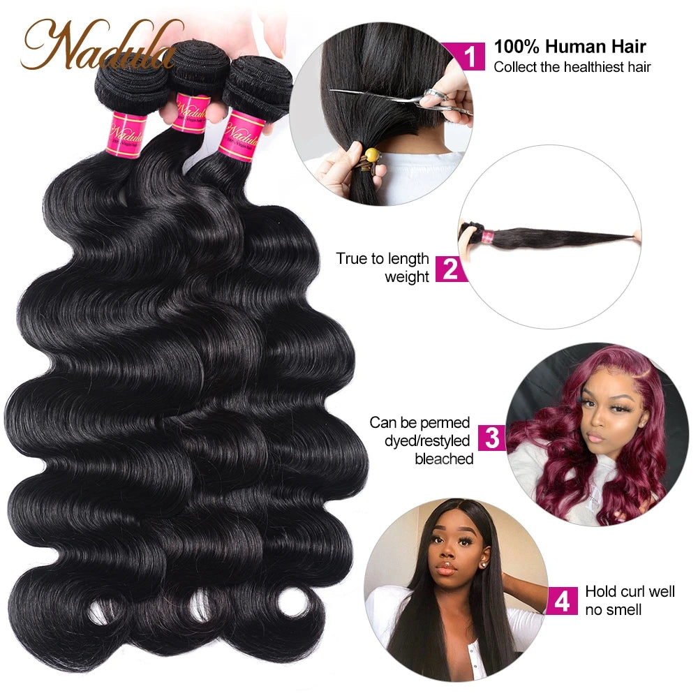 Nadula Hair Bundles Cheap Body Wave Peruvian Hair Bundles 8"-30 inch Bundles Human Hair Weave Wholesale Bundles Fast Shipping