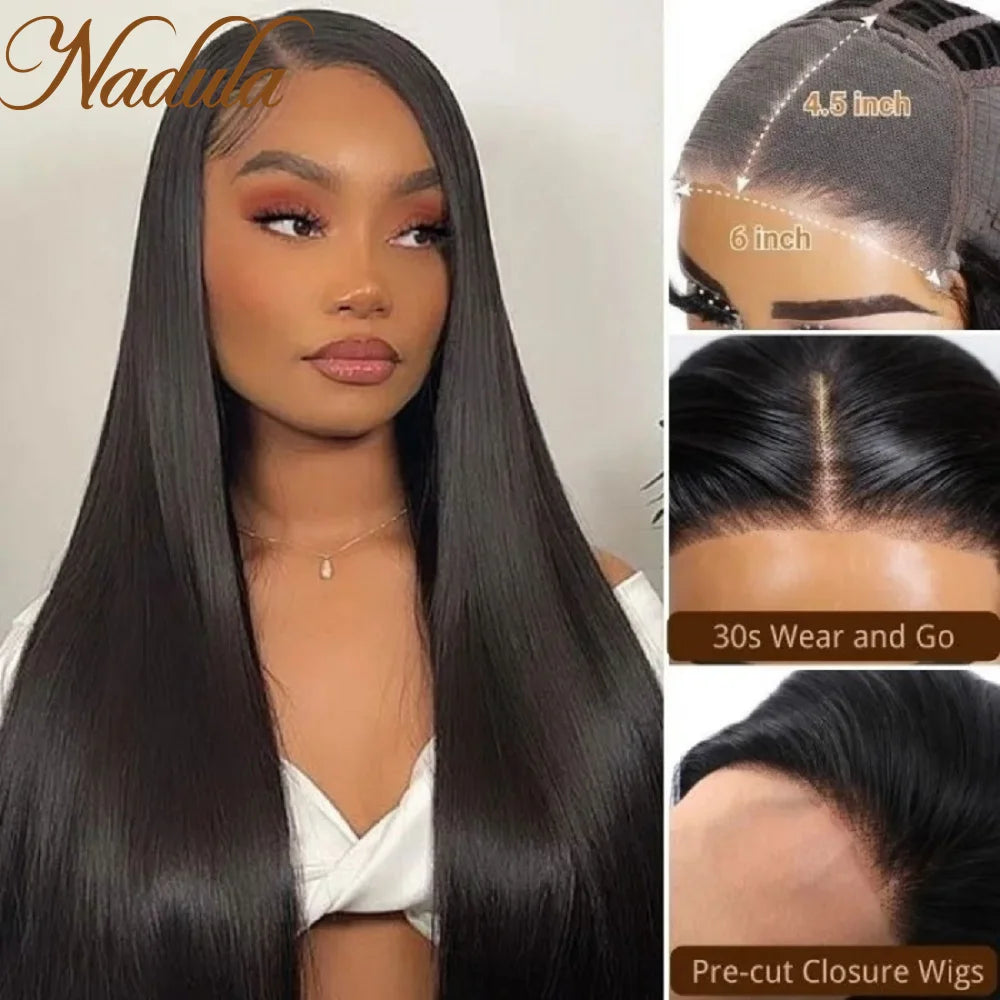 Nadula Hair 6X4.5 Lace Closure Wig Glueless Pre Cut Lace Wigs Straight Human Hair Wig Upgrade Breathable Cap Air Wig Wear&Go