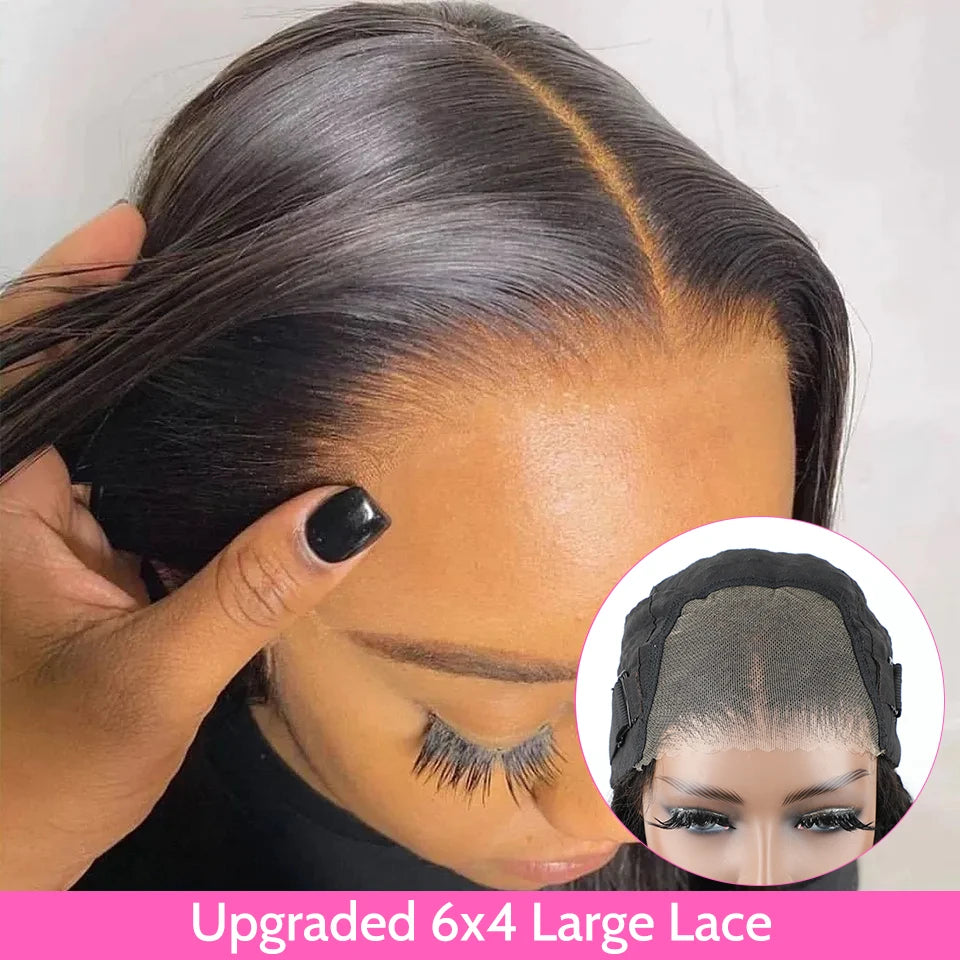 ISEE HAIR Wear And Go Glueless Human Hair Wig Bob HD Lace Straight Short Bob 6x4 Lace Frontal Pre Plucked Human Wigs Ready To Go