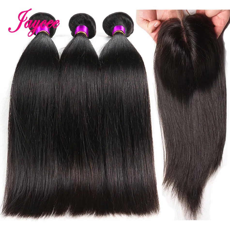 Peruvian Straight Bundles With Closure 12A Virgin Human Hair Extensions 3 Bundles With Frontal Unice Hair Bundles and Closure