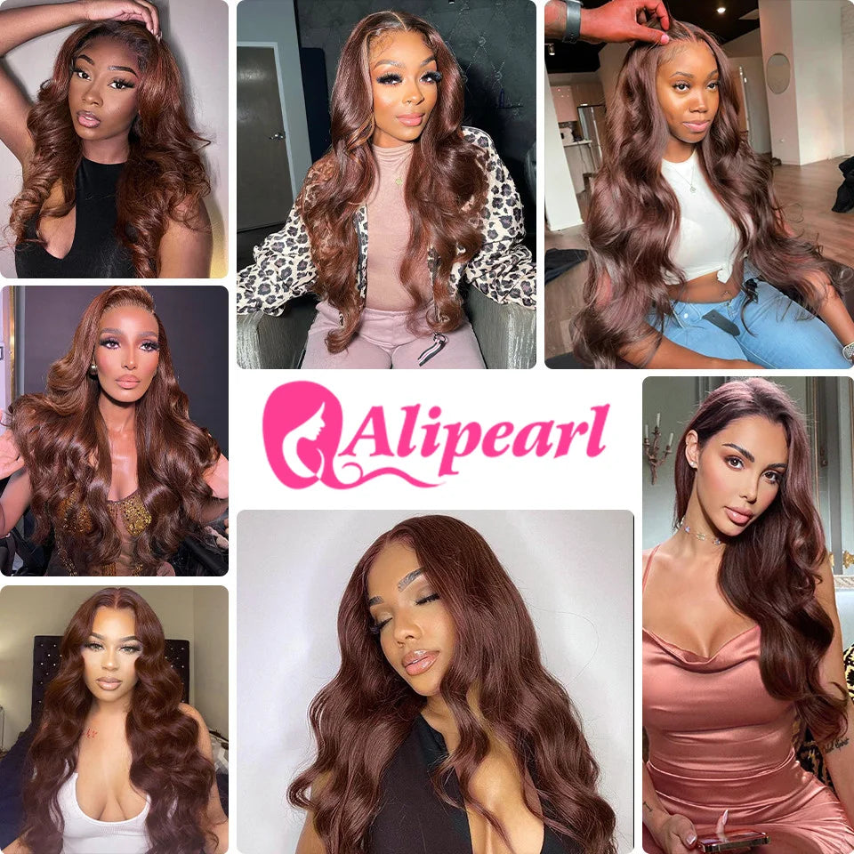 Ali Pearl Hair Chocolate Brown Human Hair Bundles #4 Body Wave  Hair Weaving Brazilain Brown Color Hair Extension 10 - 26 Inches