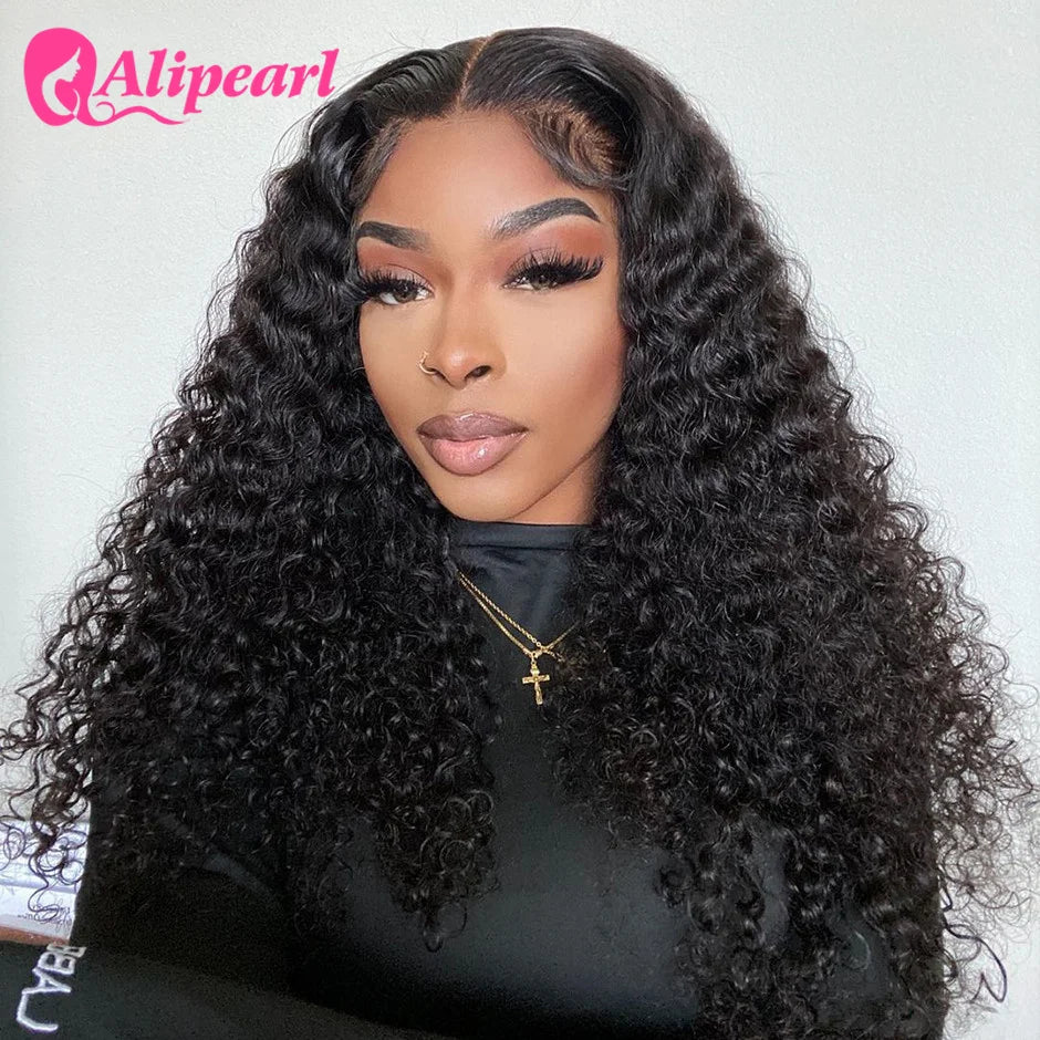 Ali Pearl Hair Real HD Lace Human Hairr Wigs Pre-Plucked Deep Wave 6x6 HD Lace Closure Wig Peruvian Glueless Hair Wigs For Woman