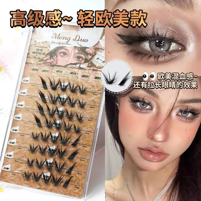 New 3D Fluffy Individual Eyelashes Segmented Eyelashes Bundles Dramatic Cluster Lashes Extension Fox Eye False Eyelashes Makeup