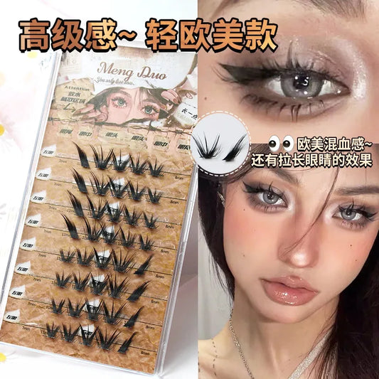 New 3D Fluffy Individual Eyelashes Segmented Eyelashes Bundles Dramatic Cluster Lashes Extension Fox Eye False Eyelashes Makeup