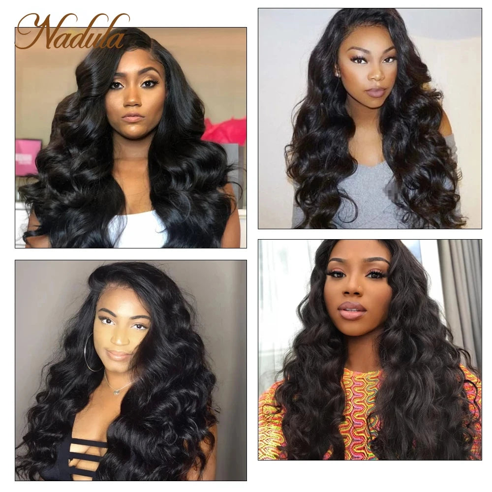 Nadula Hair 13*4 Ear to Ear Lace Frontal With Bundles Brazilian Body Wave With Closure 8-30inch Remy Human Hair Weaves