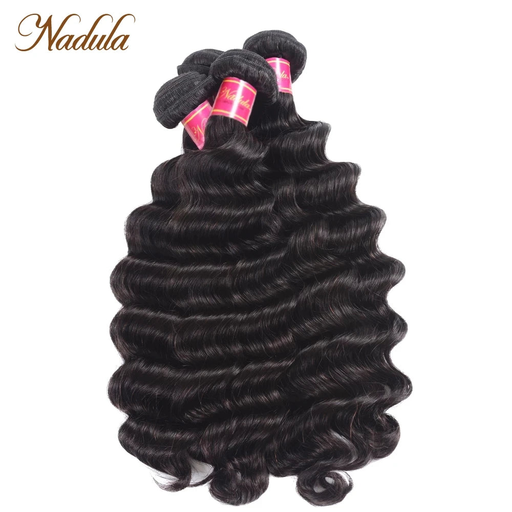 Nadula Hair Loose Deep Wave Bundles 12-26inch Brazilian Hair Weave Bundles 100% Human Hair 1/3/4 Bundles Remy Hair Natural Color