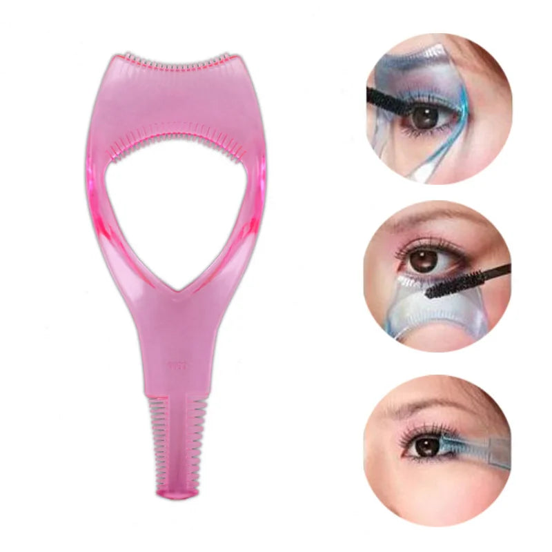 Portable Women/Girl Crystal 3 in1 Eyelash Card Make Up Eye Mascara Eyelash Comb Plastic Applicator Guide Card Mini Tools