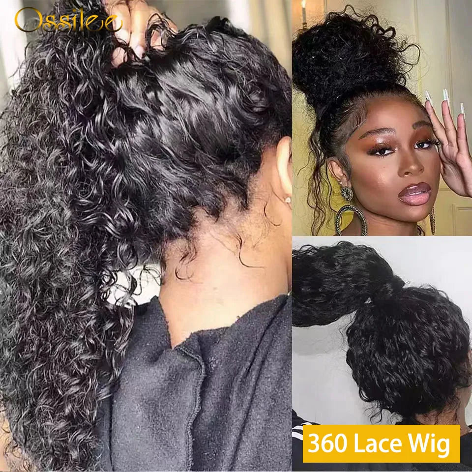 13x4 HD Lace Front Human Hair Wigs Water Wave 360 Full Lace Wig Human Hair Brazilian Curly Human Hair Lace Wigs for Black Women