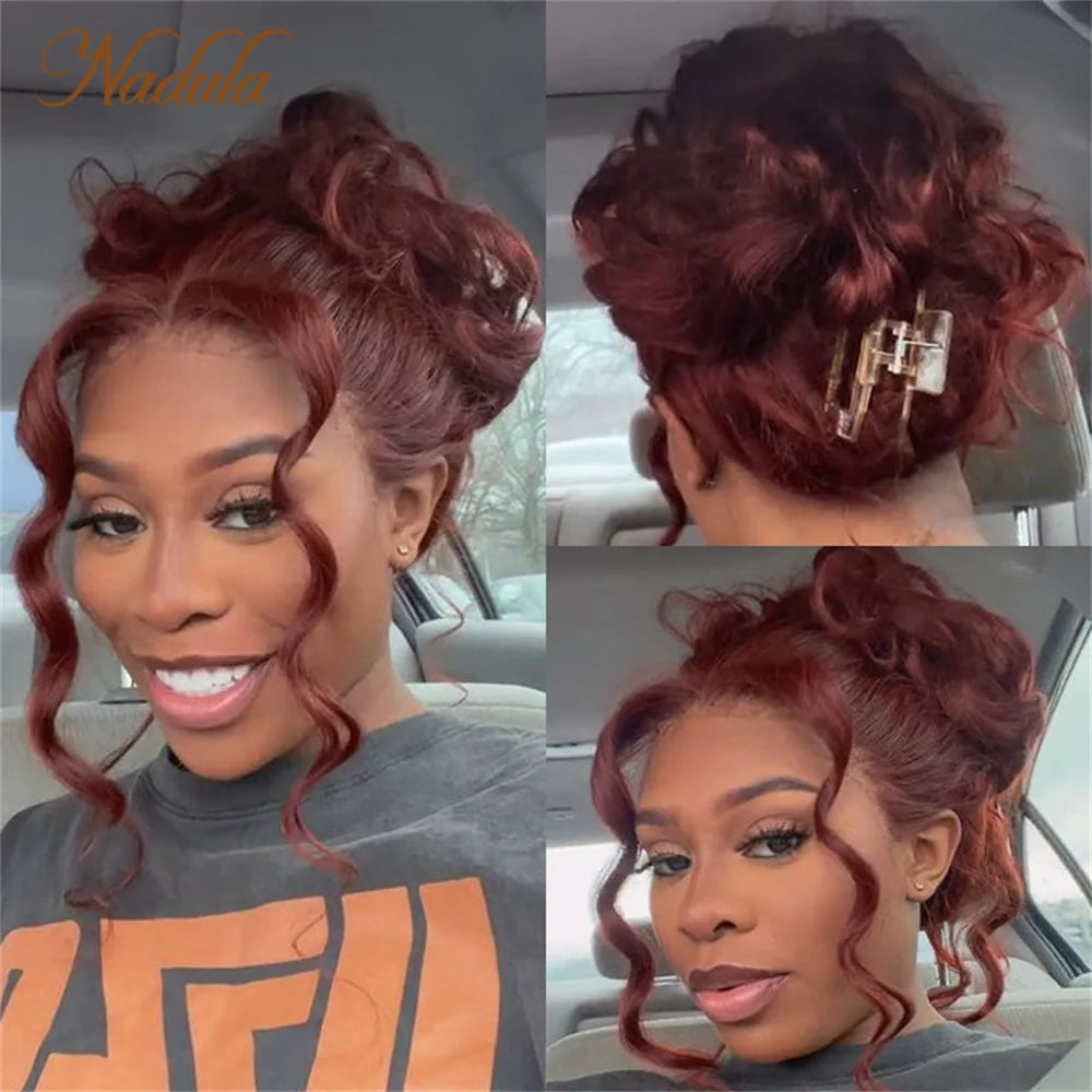 Nadula Hair 6X4.5 Pre Cut Lace Closure Wig Glueless Wig With Breathable Cap 150% Density Reddish Brown Caramel Red Body Wave