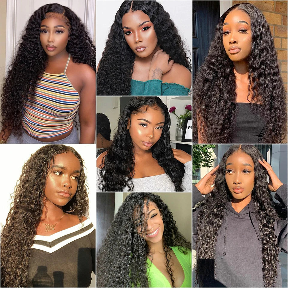 Blackmoon Deep Wave Lace Front Wigs Indian Human Hair Pre Plucked 13X4 Transparent Lace Frontal Wigs for Women Natural Hairline