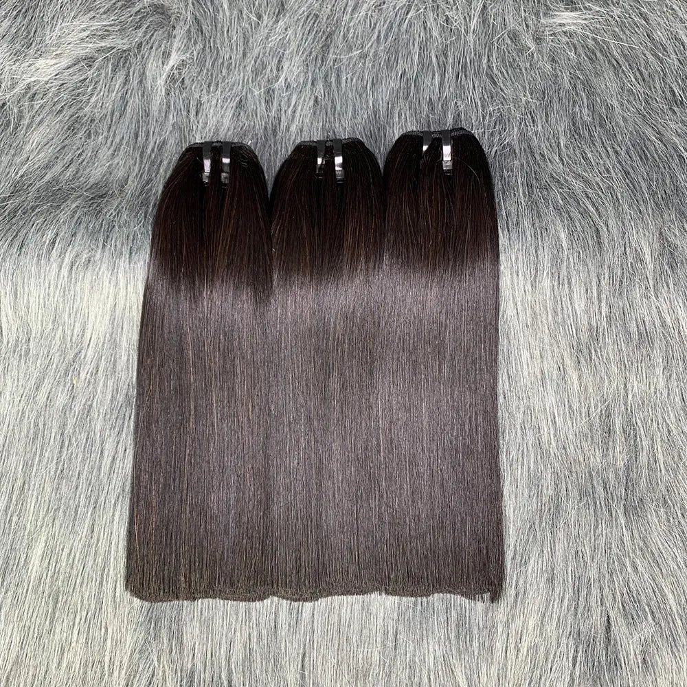 Bone Straight Raw Human Hair Bundles 100% 12A Straight Raw Human Hair Nature Black 3bundles with Closure 2x6 Lace Kim K Closure