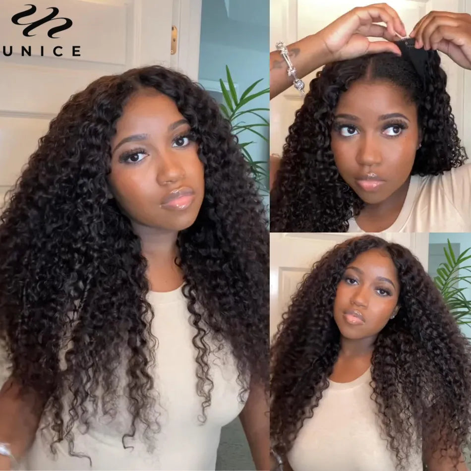 Curly Hair V-Part Wig / U-Part Wig Human Hair Glueless Wig No Glue No Leave-out Super Natural Thin Part Human Hair Wig for Women