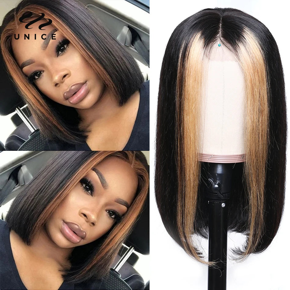 Unice Hair Highlight Lace Wig Human Hair Wigs Brazilian straight Hair Wigs Human Hair Natural Wigs Free Shipping