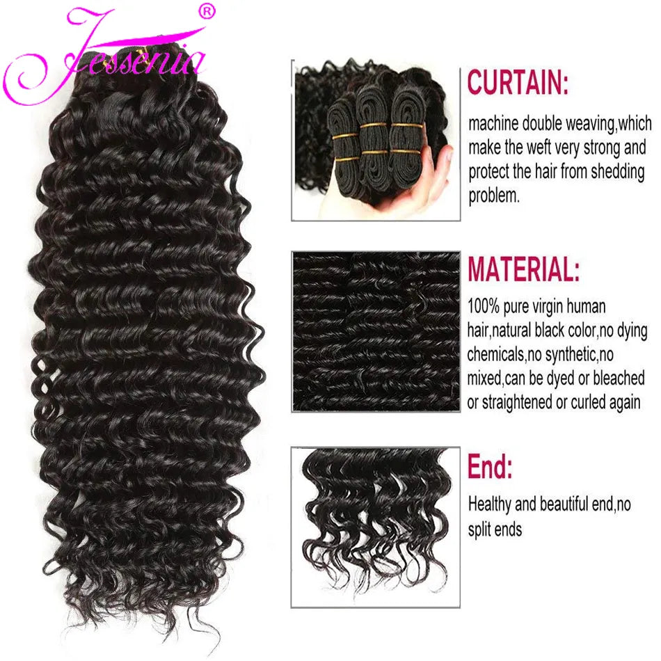 4 Bundles Deal 8-26Inch Loose Deep Wave Tissage Malaisienne Real Human Hair Bundles Remy Peruvian Deep Curly Extensiones Humanas