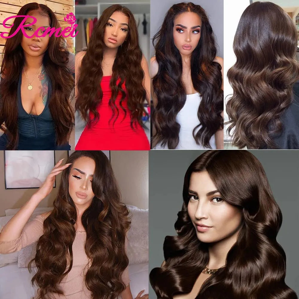 4# Peruvian Body Wave Hair Bundles 10A Body Wave Human Hair Bundles 10-32 Inch Chocolate Brown Remy Human Hair Extension