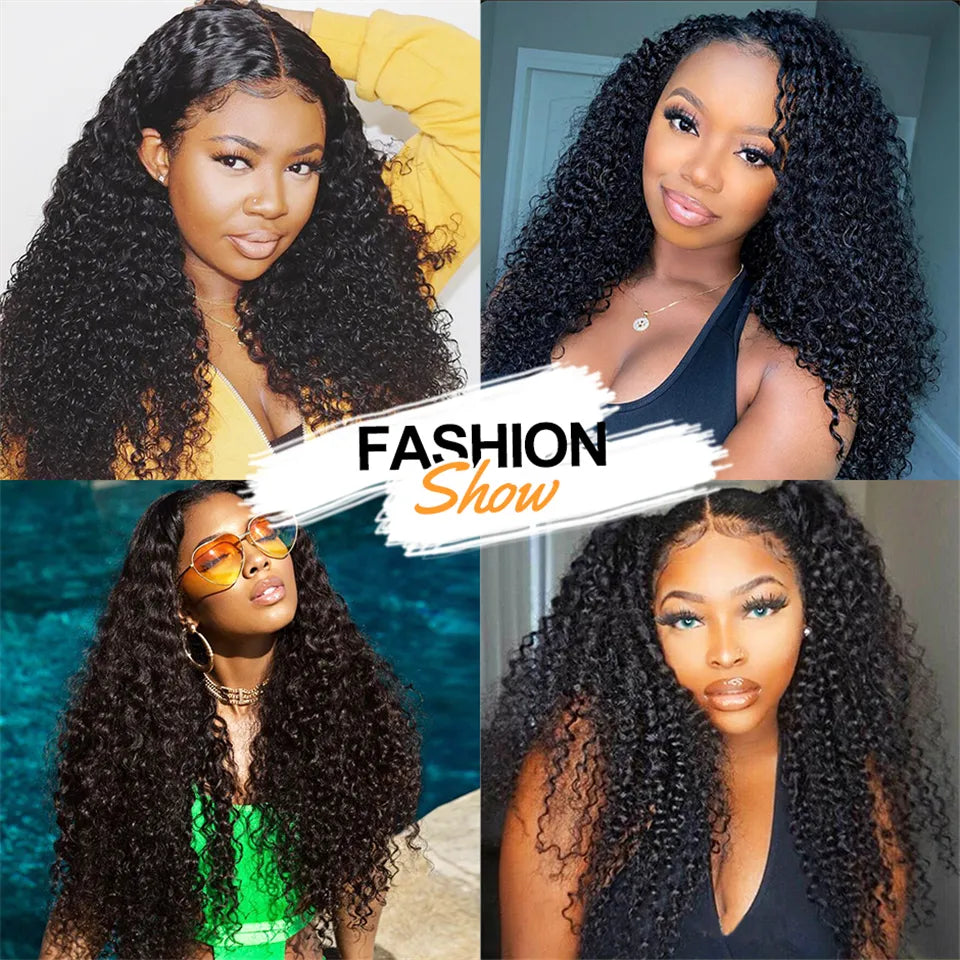 Blackmoon Curly Human Hair Wigs for Women 13x4 Transparent Lace Frontal Wig Pre Plucked Remy 4x4 Closure Wig Can Be Colored