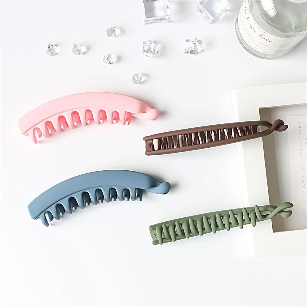 2021 Frosted Hair Clips Solid Color Banana Clip Women's Hair Accessories Fashion Ponytail Barrettes Hair Claws Hairpins