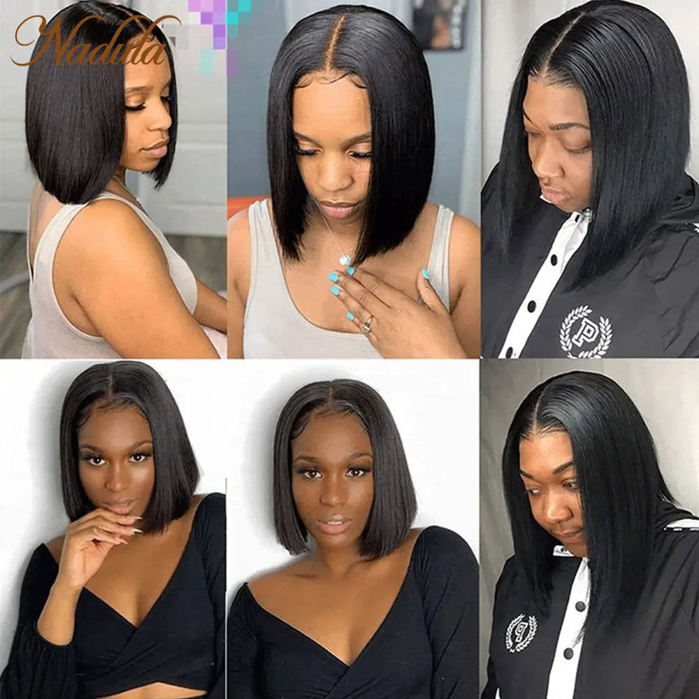 Nadula Hair 13x4 Bob Lace Front Wig 100% Human Hair Wigs Human Hair Short Bob Lace Wig for Women 4x4 Closure Wig 150% Density