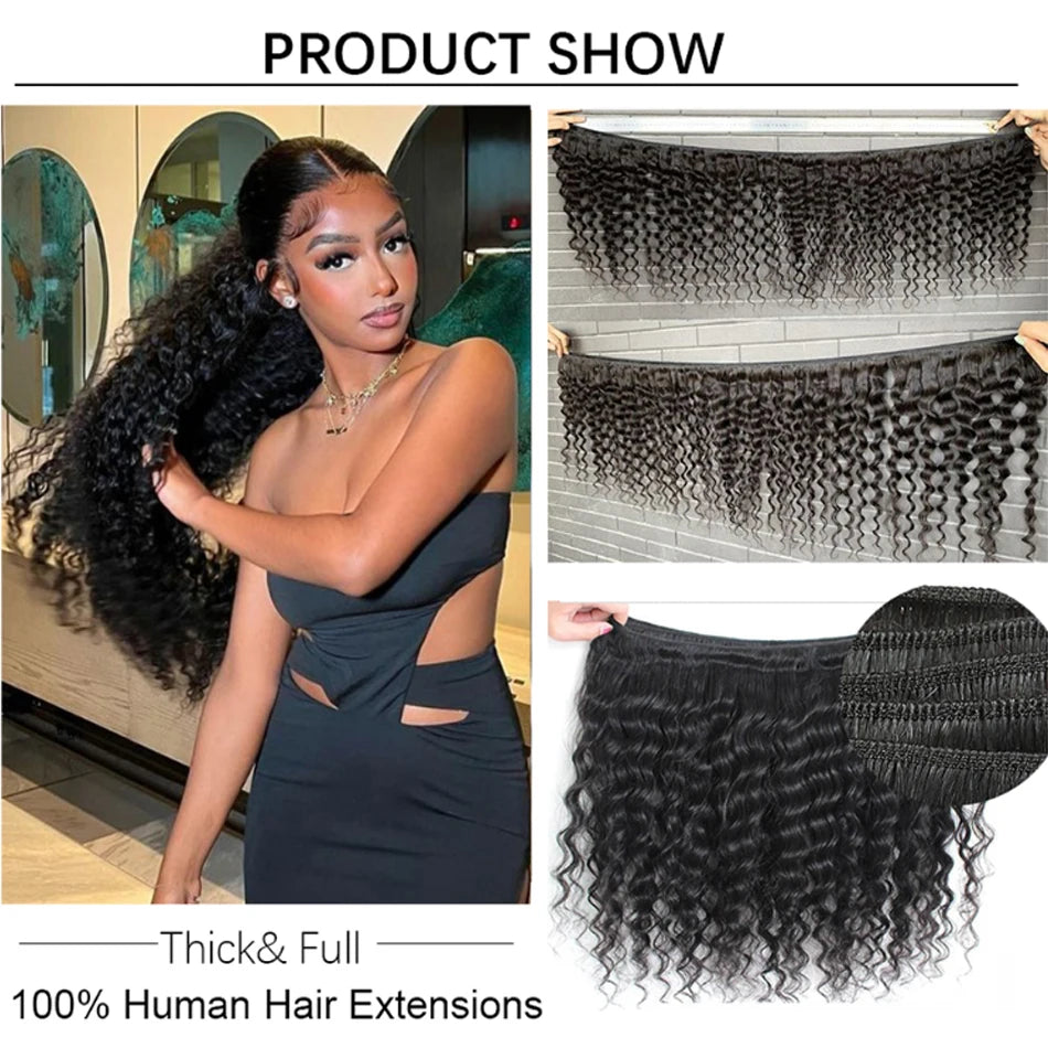 4 Bundles Deal 8-26Inch Loose Deep Wave Tissage Malaisienne Real Human Hair Bundles Remy Peruvian Deep Curly Extensiones Humanas