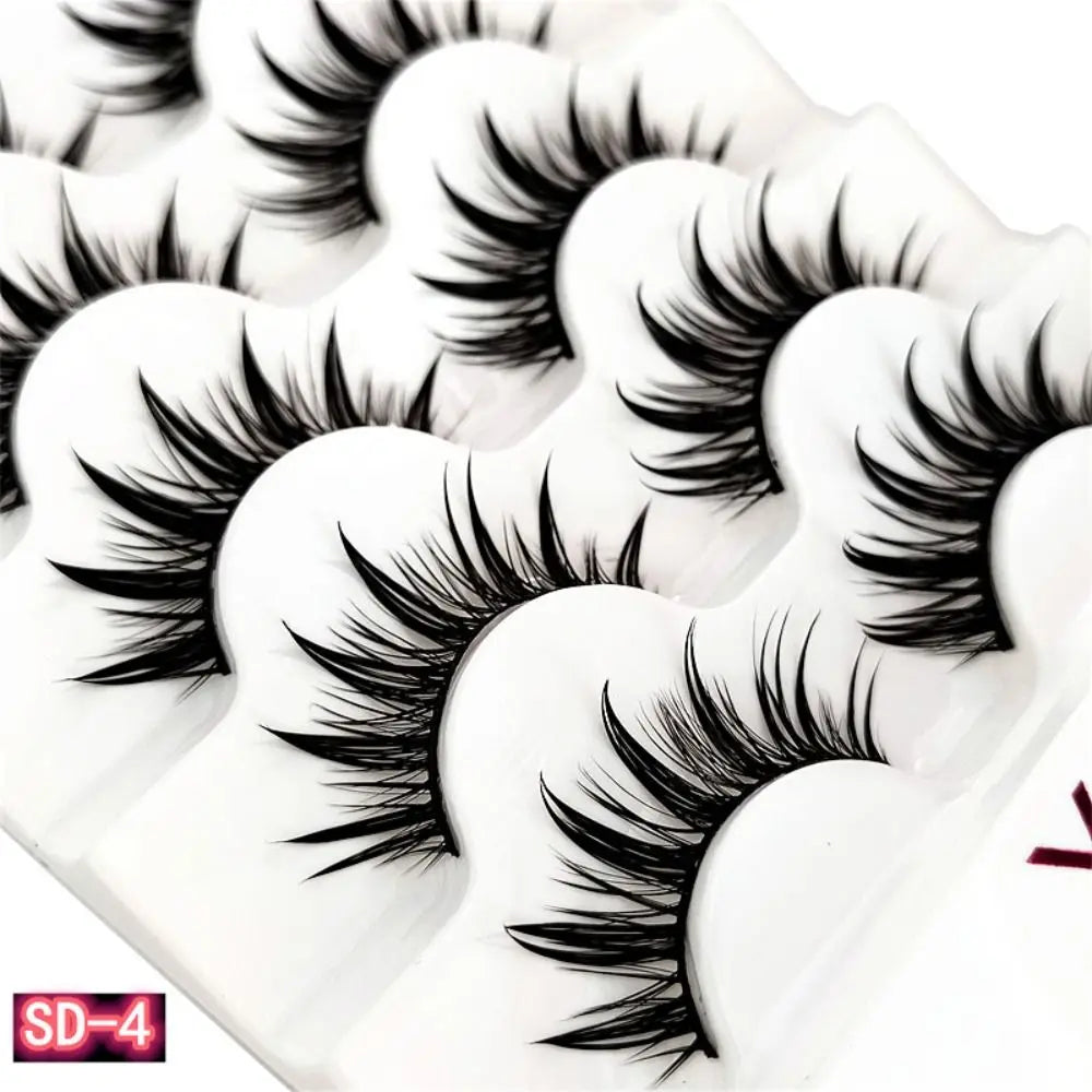 5Pairs Eyelashes Cos Dance Performance Eyelash Handmade Cross Eyelash Female Japanese Thai 3D Natural Manga Lashes Extension